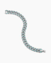 Curb Chain Bracelet in 18K White Gold with Paraiba Tourmalines, 11.5mm